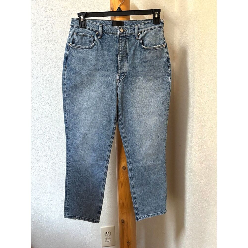 DSTLD Women's High Rise Straight Leg Jeans Light Wash Organic Cotton 29S